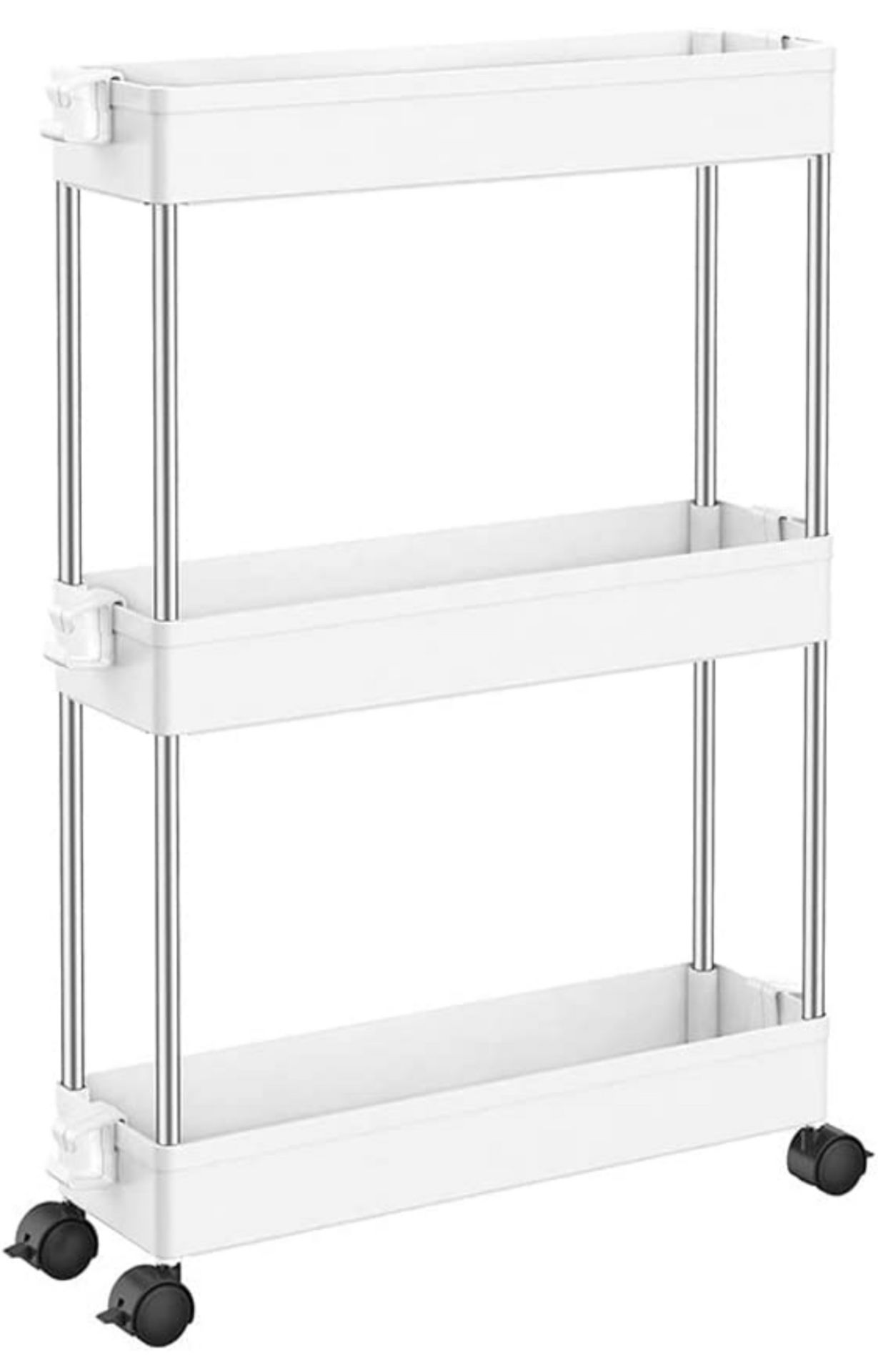 RRP £19.99 Lantaly Gap Slim Storage Cart Mobile Slide Out Storage Pantry Trolley (3 Tier)