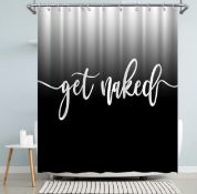 Winolive Black Shower Curtain White Gradient Bath Curtain with Hooks RRP £18.99