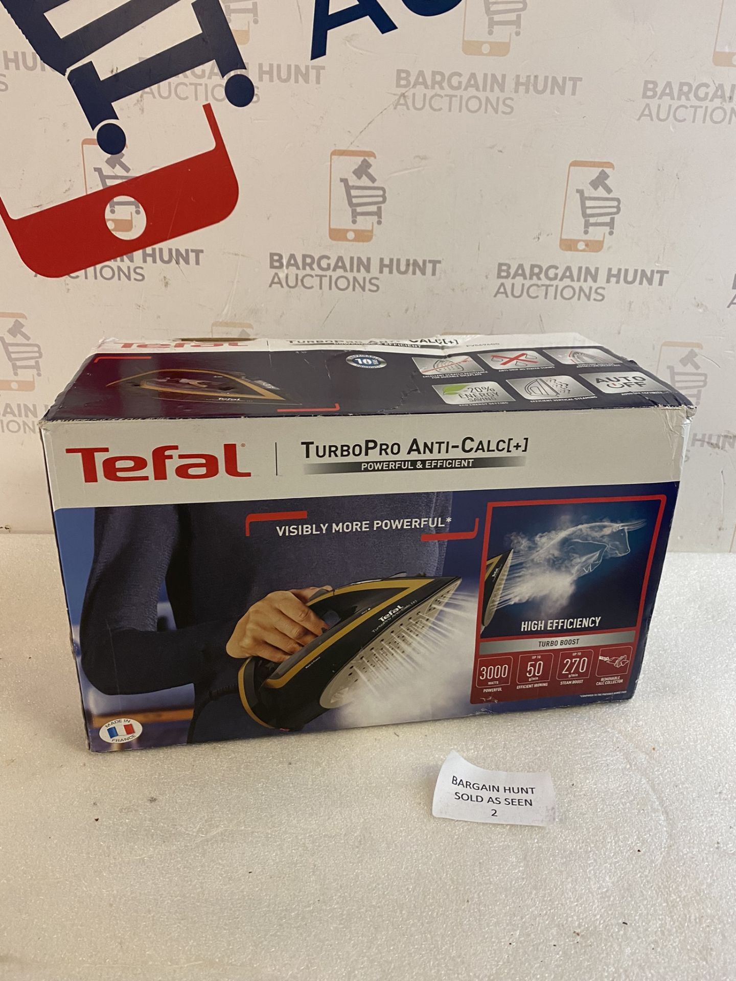 RRP £79.99 Tefal Steam Iron Ultimate Turbo Pro Anti-Scale, FV5696, Black & Gold