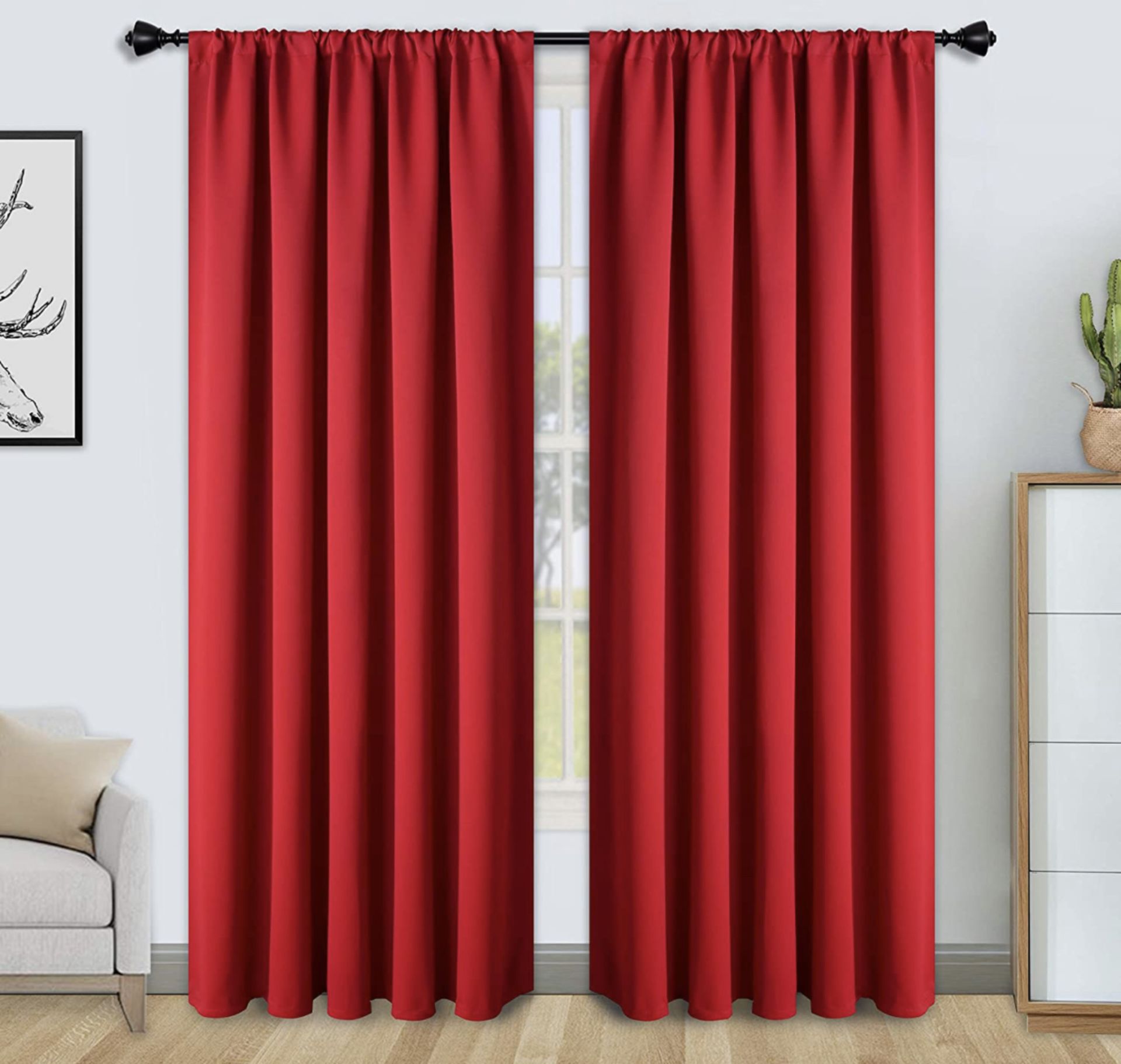 RRP £36.99 Floweroom Blackout Curtains Thermal Insulated Rod Pocket Curtains, 168cm x 229cm