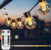 RRP £29.99 Freecube 15M Outdoor String Lights Remote Control 50 LED Bulbs Festoon Lights