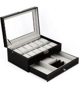 Feibrand Watch Box Drawer Jewellery Case Large Leather Organiser RRP £24.99