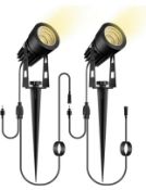 RRP £33.99 EcoWho Spotlights 2-Pack with 3m Wiring Cable Spike Lights without Adapter (no plug)