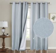 RRP £29.99 Chlopy Duck Egg Blackout Curtains 66 x 54" Faux Textured Eyelet Curtains