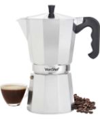 RRP £24.99 VonShef Aluminium Stovetop Coffee Maker 12 Cup Italian Espresso Maker