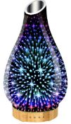 RRP £29.99 ILikePow Glass Aromatherapy Essential Oil Diffuser LED Colourful Humidifier