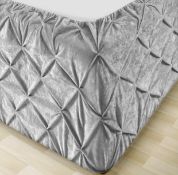 RRP £18.99 SeventhStitch Pintuck Crushed Velvet Divan Bed Base Wrap Valance Frame Cover, King