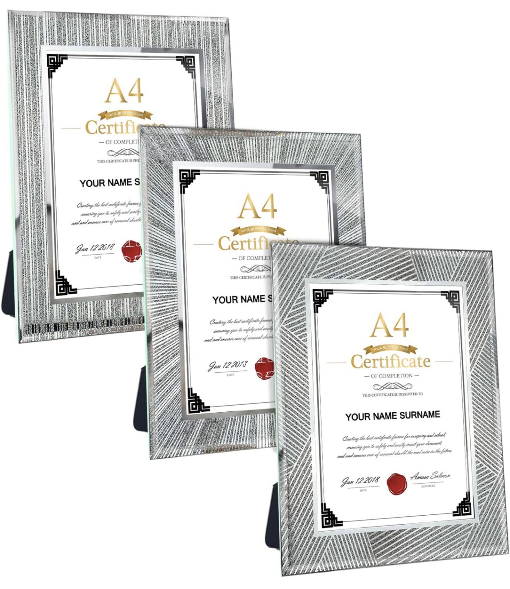 RRP £24.99 Horlimer A4 Photo Frame Silver Bling Tabletop 3-Pack Cristal Glitter Picture Frames