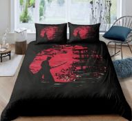 Homewish Samurai Bedding Set Sunset Japanese Samurai Decorative Set, King Size