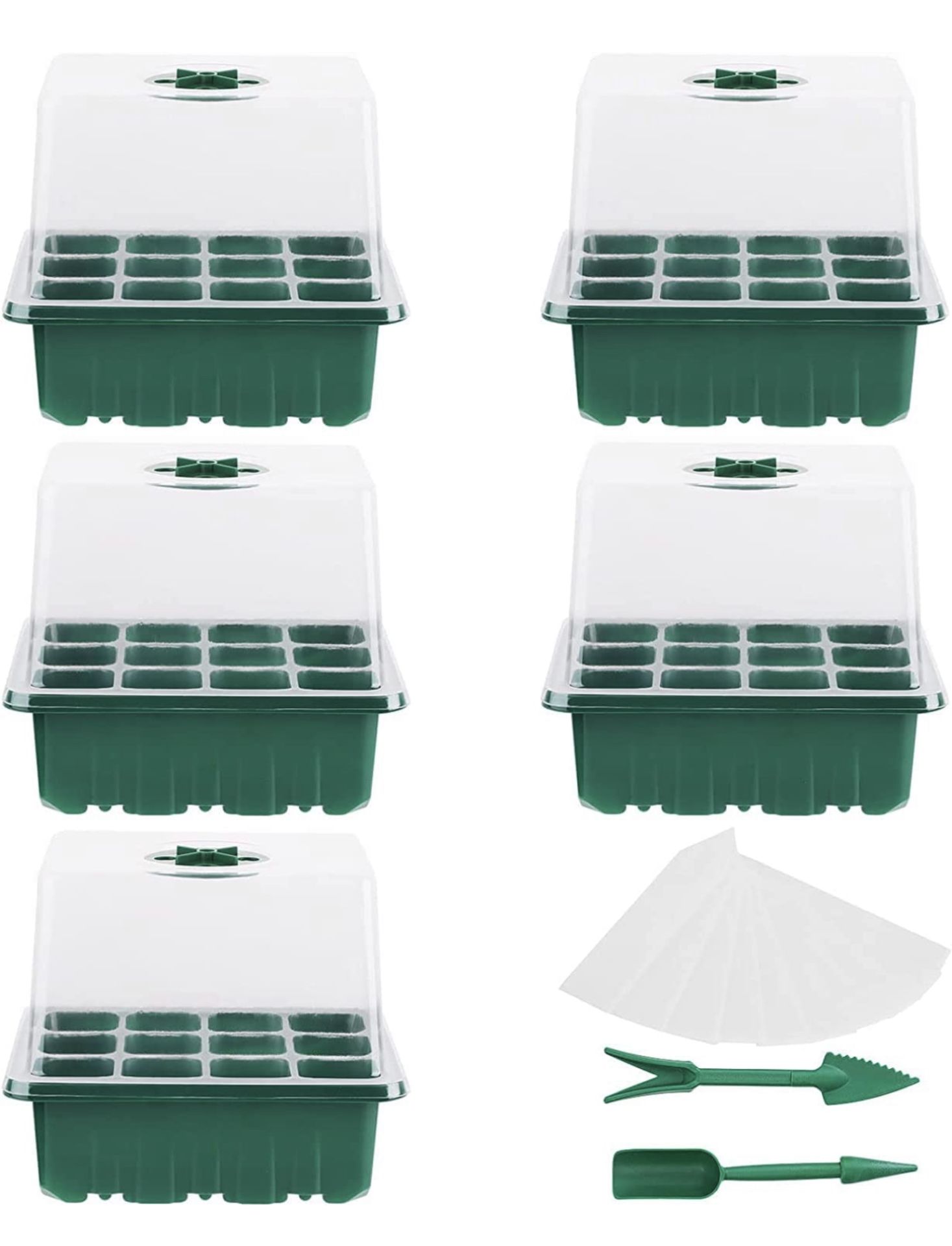 RRP £32 Set of 2 x Danolt 5-Pack 60 Cells Seed Trays with Lids Plant Germination Trays