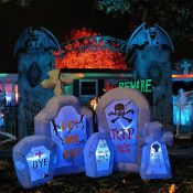 BESTPARTY 200cm Inflatables Tombstone Combo Spooky Gravestone Lighted Decoration