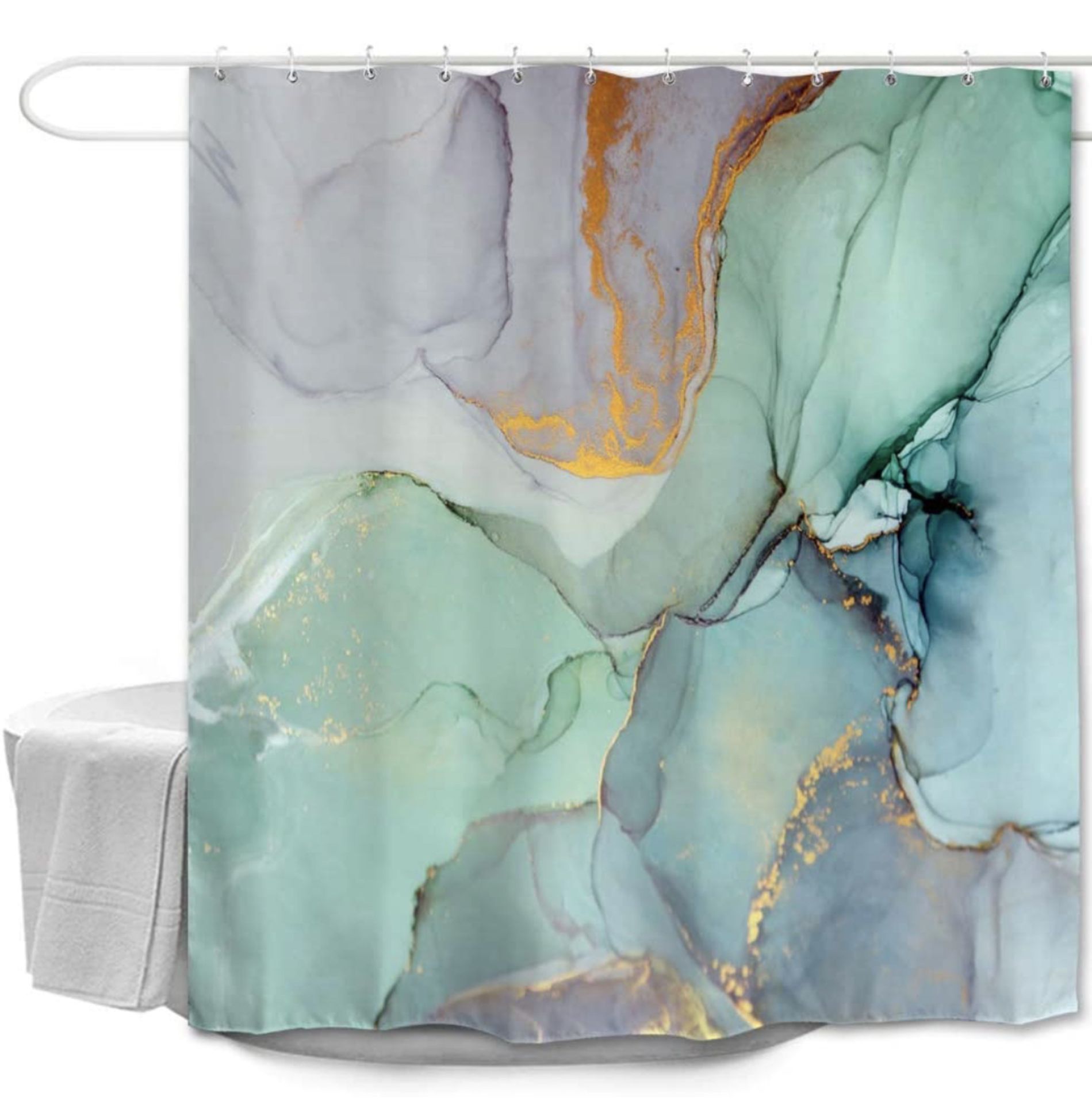 Winolive Marble Shower Curtain Beautiful Fabric Bath Curtain with Hooks RRP £20.99