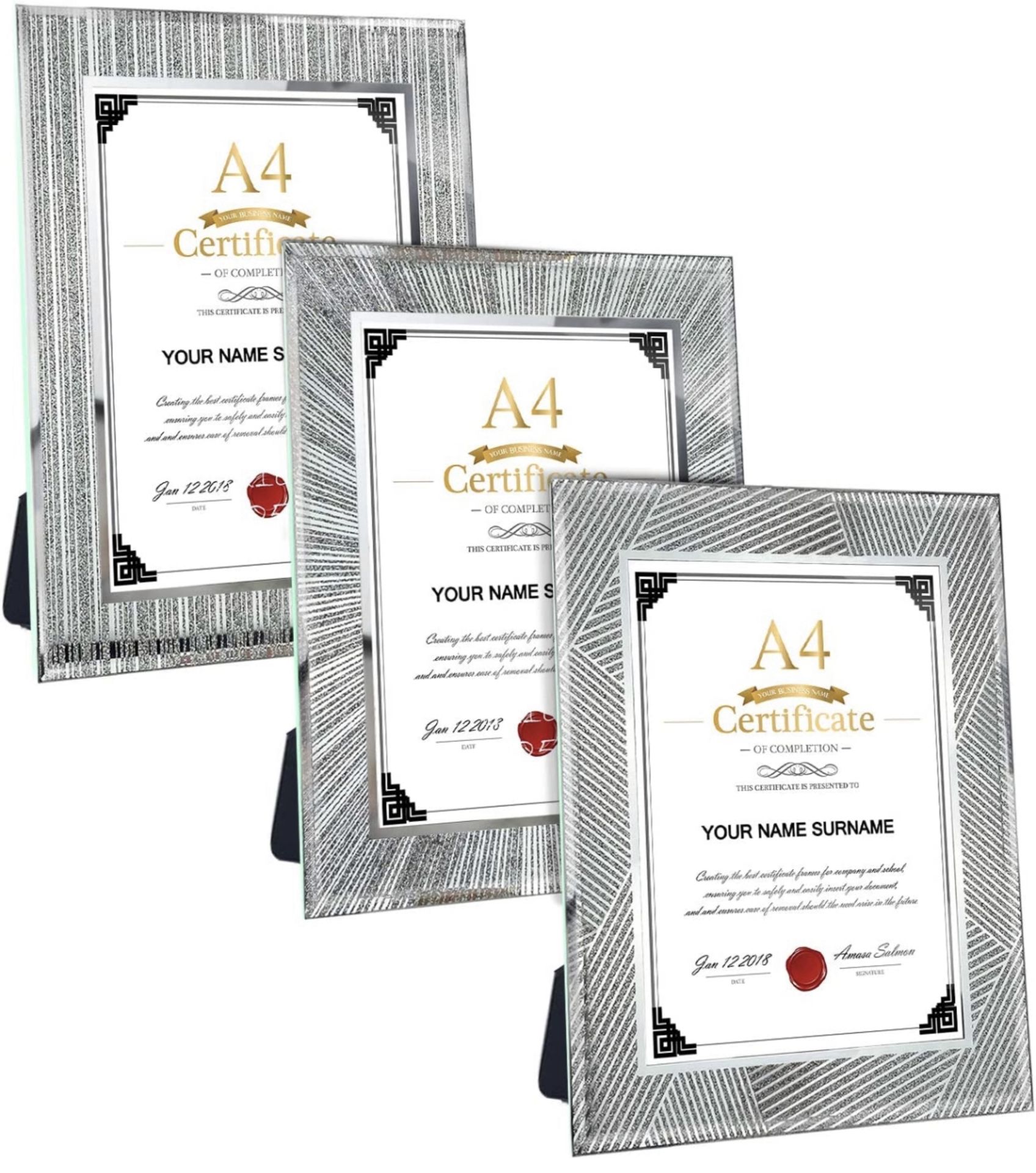 RRP £24.99 Horlimer A4 Photo Frame Silver Bling Tabletop 3-Pack Cristal Glitter Picture Frames