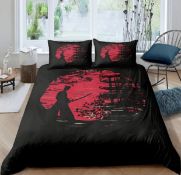 Homewish Samurai Bedding Set Sunset Japanese Samurai Decorative Set, King Size