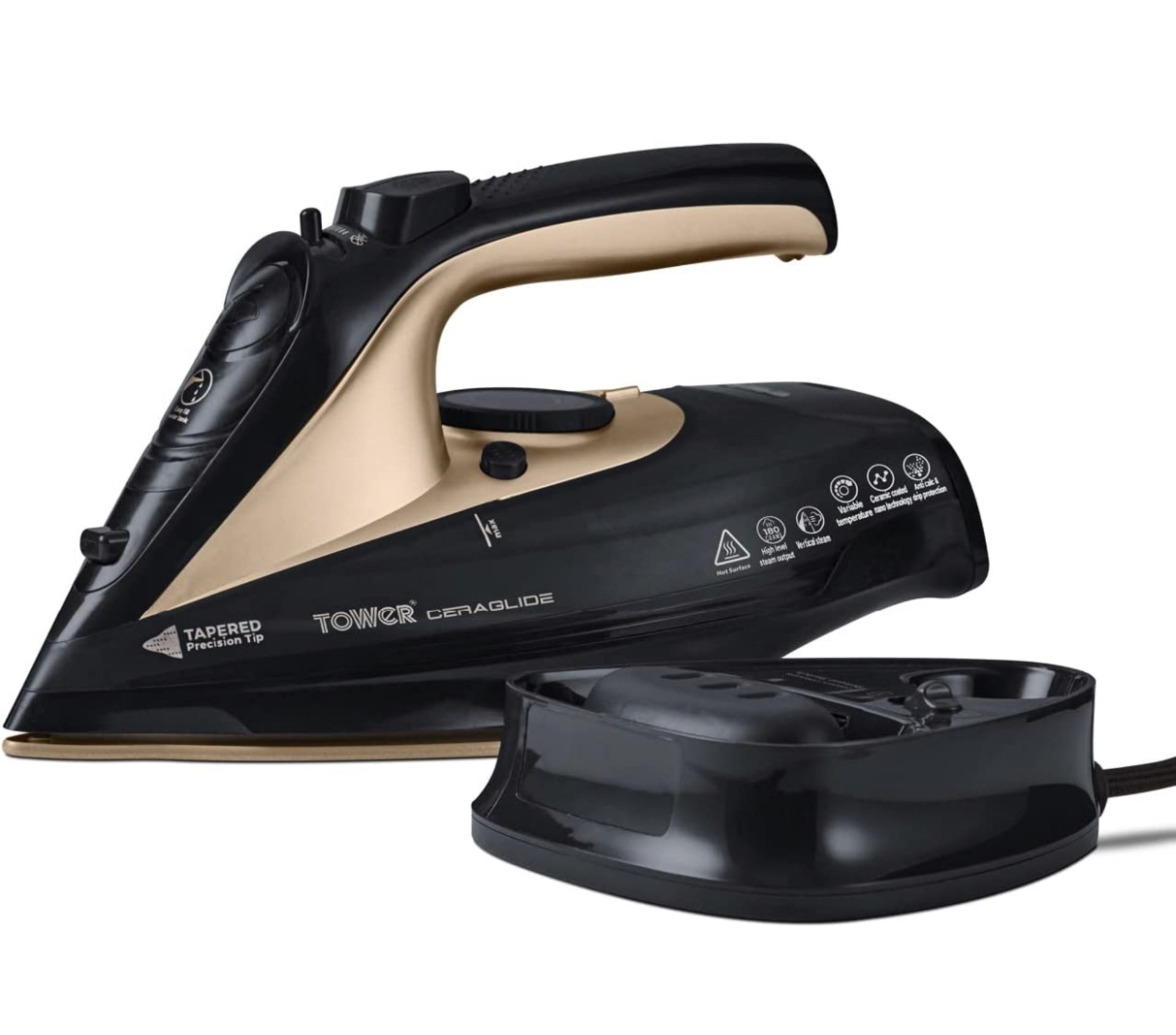 Tower T22008BKG CeraGlide Cordless Steam Iron with Ceramic Soleplate RRP £25.99