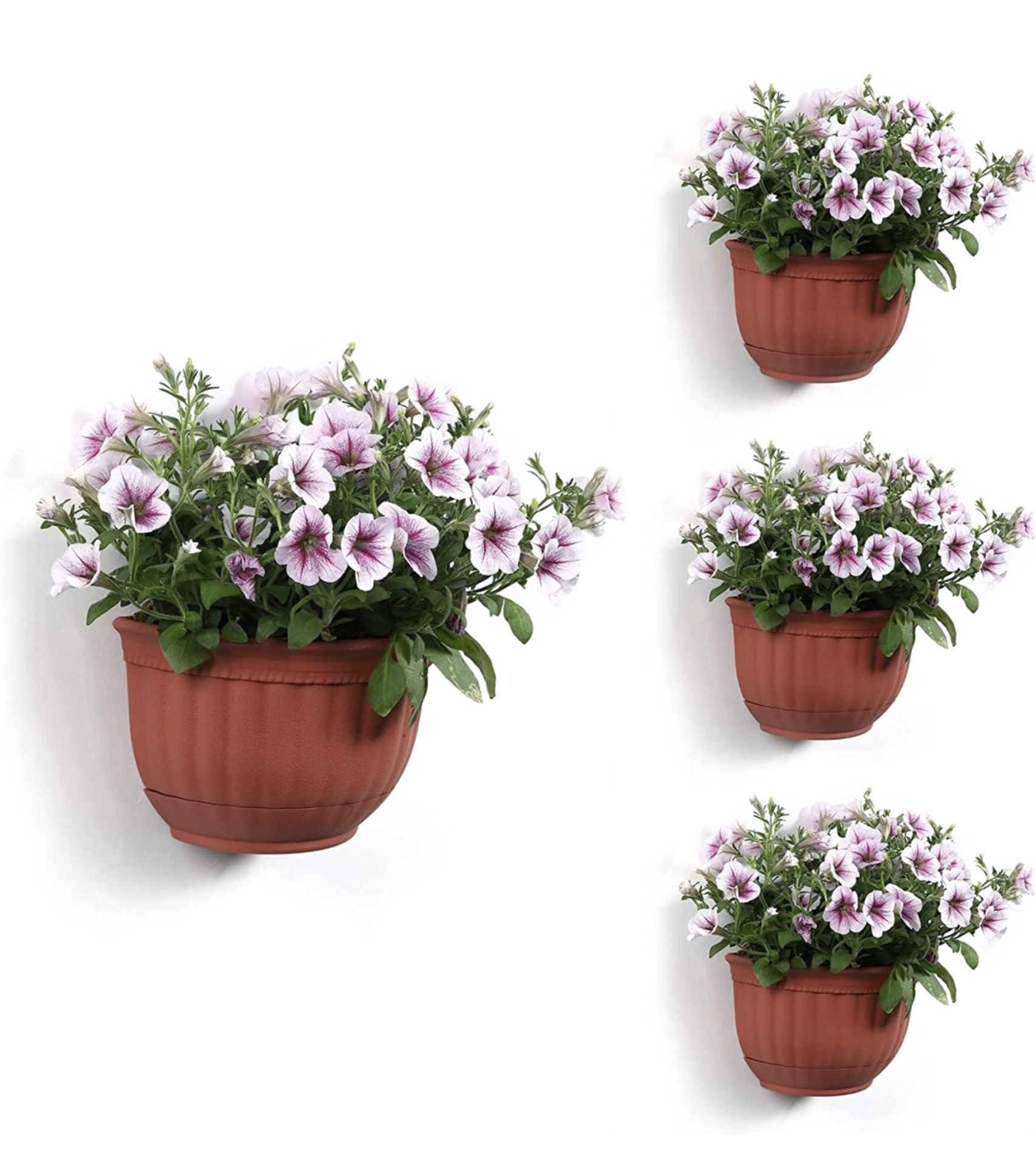 T4U Resin Wall Hanging Planter Basket Brick Red Set of 4 RRP £18.99