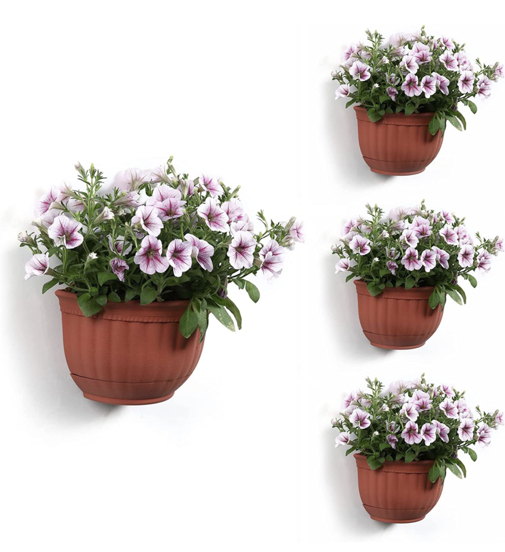 T4U Resin Wall Hanging Planter Basket Brick Red Set of 4 RRP £18.99