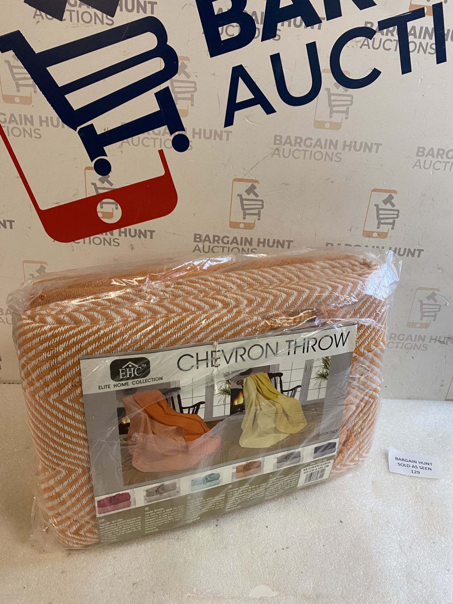 RRP £26.99 Luxury Pack of 2 Chevron Cotton Throw Blanket, 125 x 150cm, Orange - Image 2 of 2