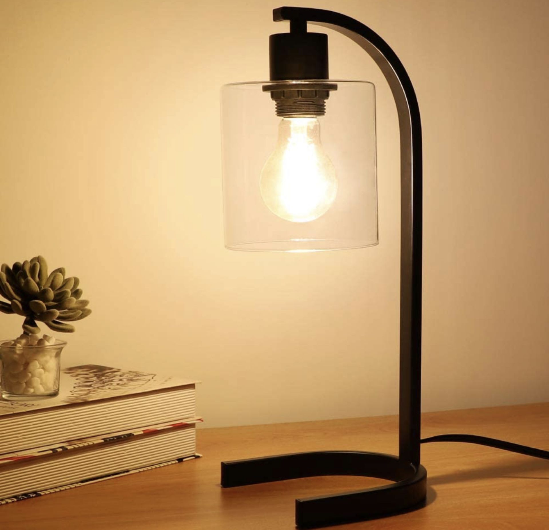 RRP £26.99 Depuley Retro Iron Desk Lamp with Clear Glass Shade Lamp