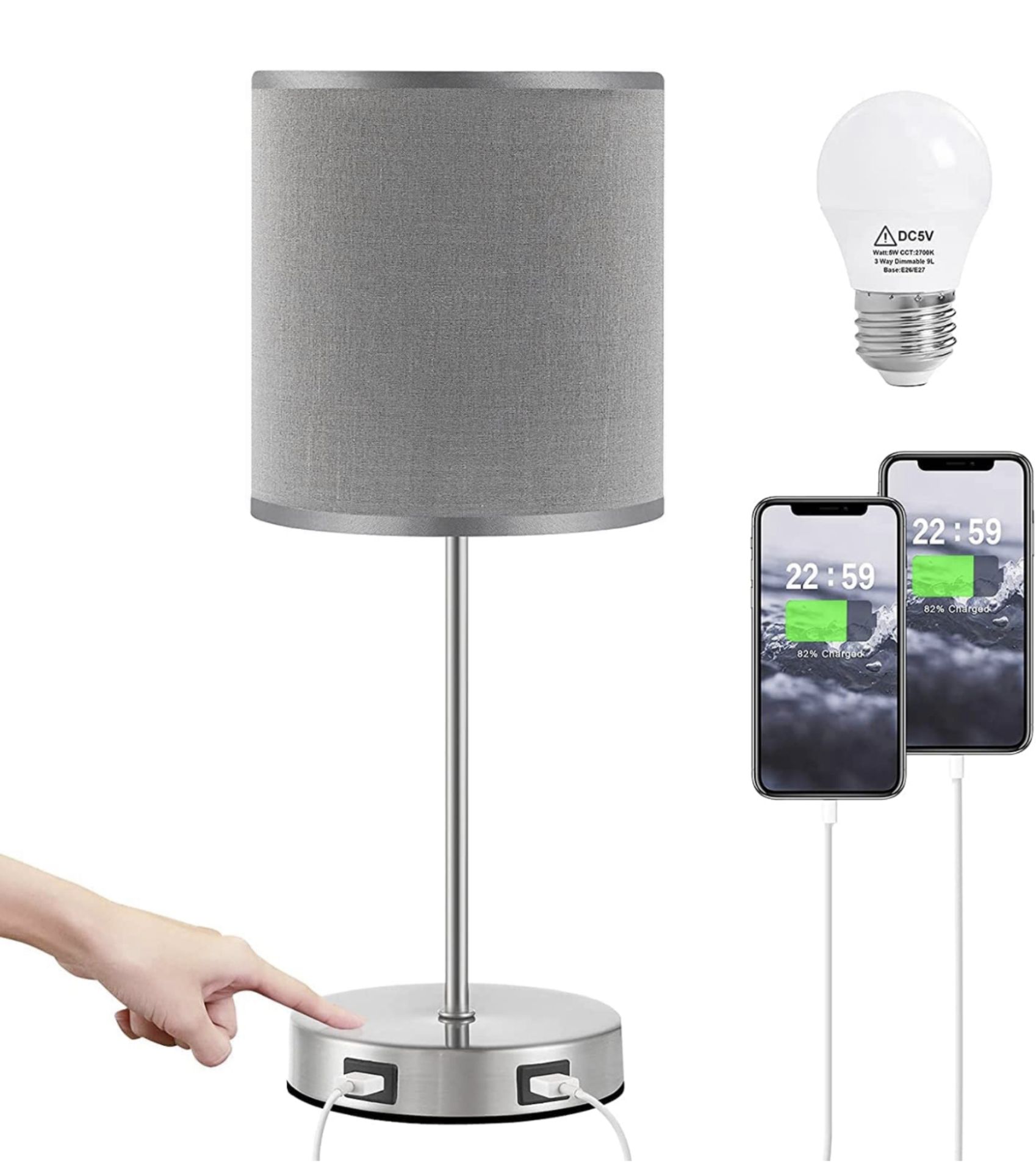 Seealle USB Touch Control Table Lamp with 2 USB Ports RRP £31.99