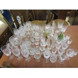 Quantity of mixed glass including glasses, decanter, bowls etc