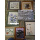 Various mixed media pictures- pencil spray, watercolours and prints