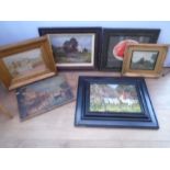 6 framed paintings and prints