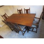 Oak Old Charm refectory table and 6 upholstered chairs