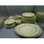 Clarice Cliff art deco green and gold stripe Royal Staffordshire/Newport Pottery part dinner service