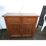 Pine cupboard with 2 drawers and 2 doors H102cm W110cm D42cm approx