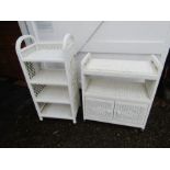 White wicker whatnot and tv unit