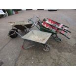 3 wheelbarrows and 2 work benches A/F
