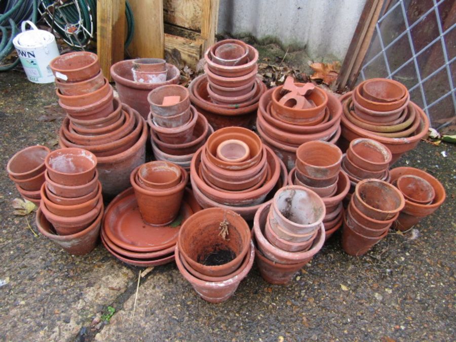 Large amount of small terracotta plant pots