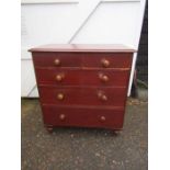 Pine 2 short over 3 long chest of drawers H103cm W95cm D50cm approx