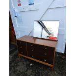 Retro dressing table with 6 drawers and mirror H70cm + 50cm mirror W113cm D43cm approx