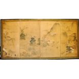 17th century Tosa school four panel folding screen