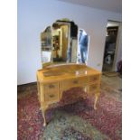 Dressing table with 5 drawers, glass top and mirror H80cm + 88cm mirror W108cm D47cm approx