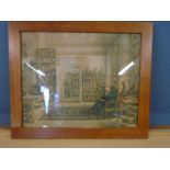 Eduard Hilderbrandt (1818-1868) colour lithogragh of Alexander von Humboldt in his library approx