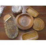 Treen bowl and dishes