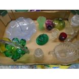 Glass basket, eye wash - a box of various glassware