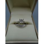 Diamond white gold ring and 9ct white gold wedding ring from Fraser Heart (original receipt in