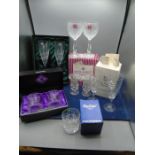 Royal Albert, Stuart crystal, Edinburgh crystal- a collection of boxed glasses, a decanter and