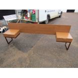 Mid century G-Plan style teak effect headboard with bedside units attached L259cm with 158cm in