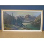 P. Olshof (Dutch b. 1936)- a large oil on canvas of an Alpine landscape 24x48"