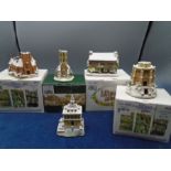 Kings Lynn Lilliput lane 'in winter' ornaments- Greenland fisheries, Red mount, The Library,