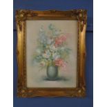 B. Field oil on canvas depicting a vase of flowers