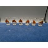 A set of 6 racehorse shot glasses