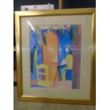 Abstract print, framed and glazed