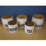 T&G Green ltd storage pots- tea, coffee, sugar, flour and biscuits