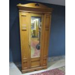 Pine wardrobe with single mirrored door H204cm W94cm D45cm approx